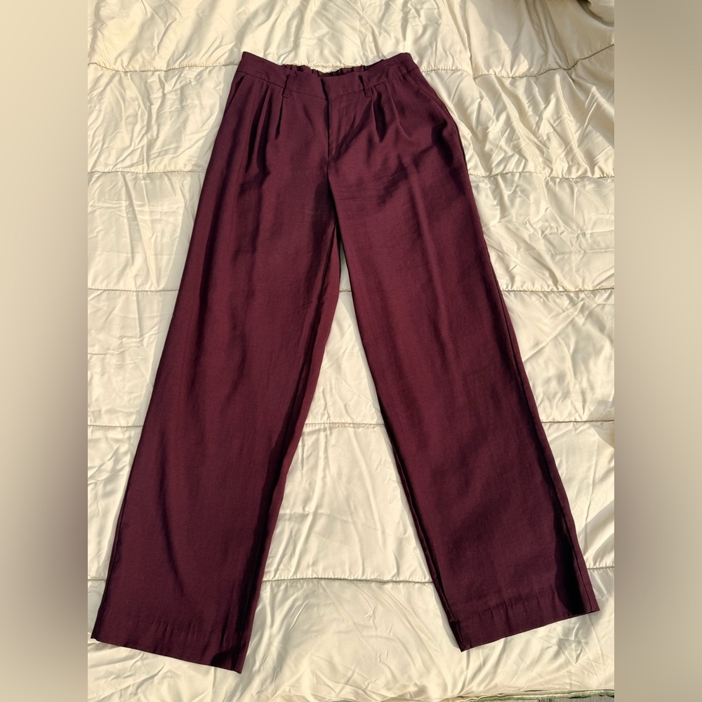A New Day Wide Leg High-Rise Pants in Deep Wine Size 4